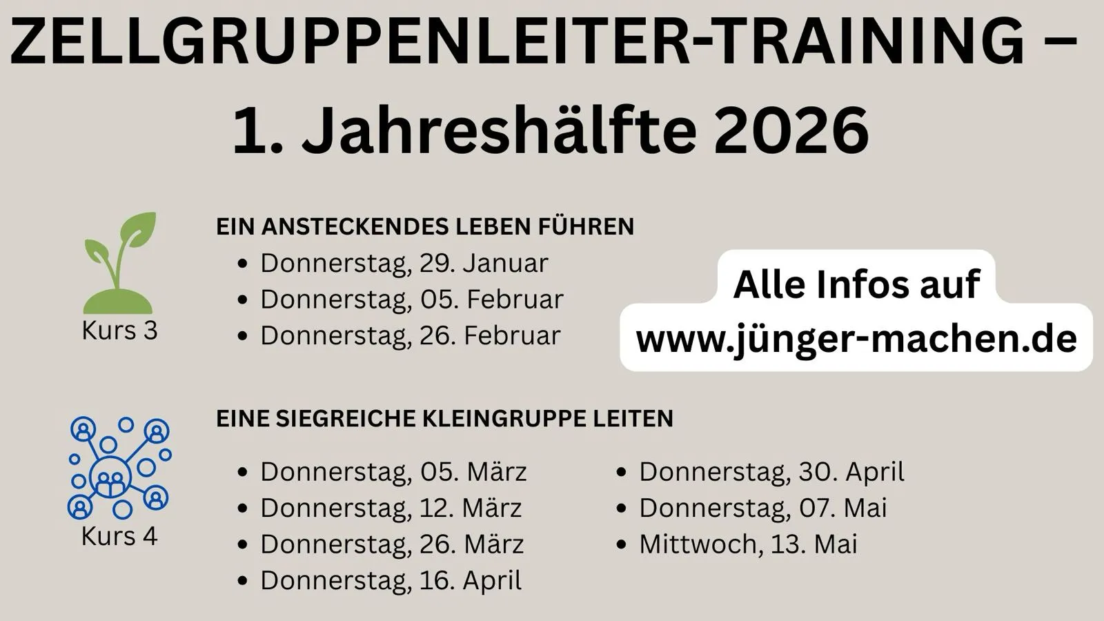 Zellgruppenleiter-Training – 1. Jahreshälfte 2026